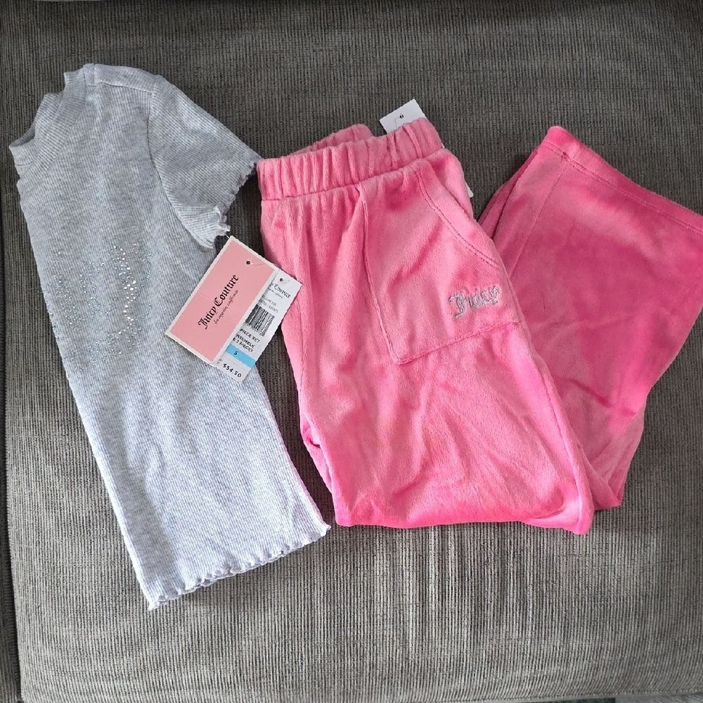 Juicy Couture Pink and Gray Kids Jogger 2 Piece Set, NWT, Size 5.